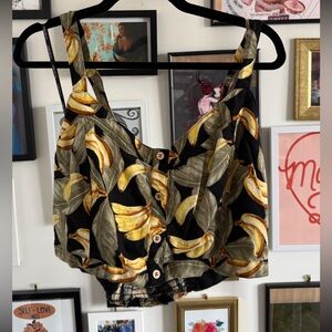 Forever 21 Plus Size Banana Print Crop Top Size 2X